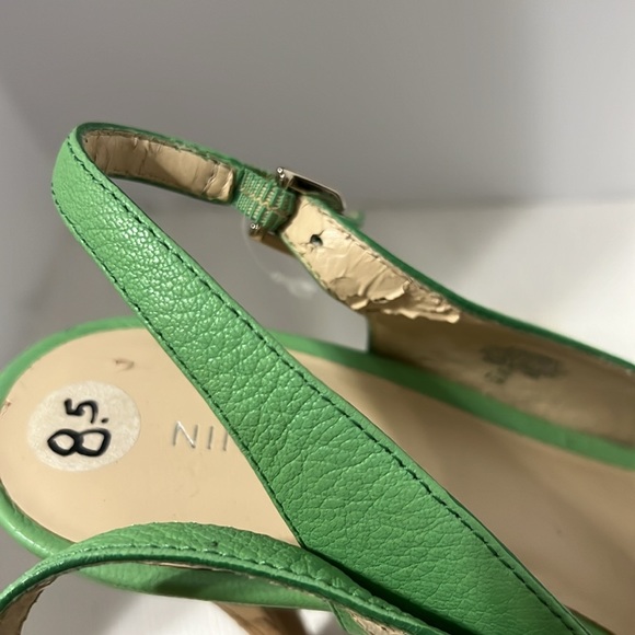 Nine West Green Leather Sling Back Heels 8.5 - Picture 5 of 7